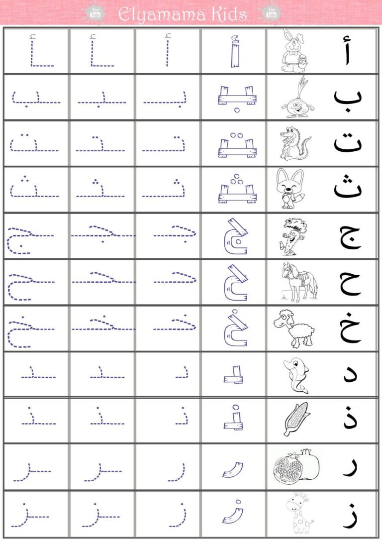 Printable Arabic Alphabet Letters For Kids