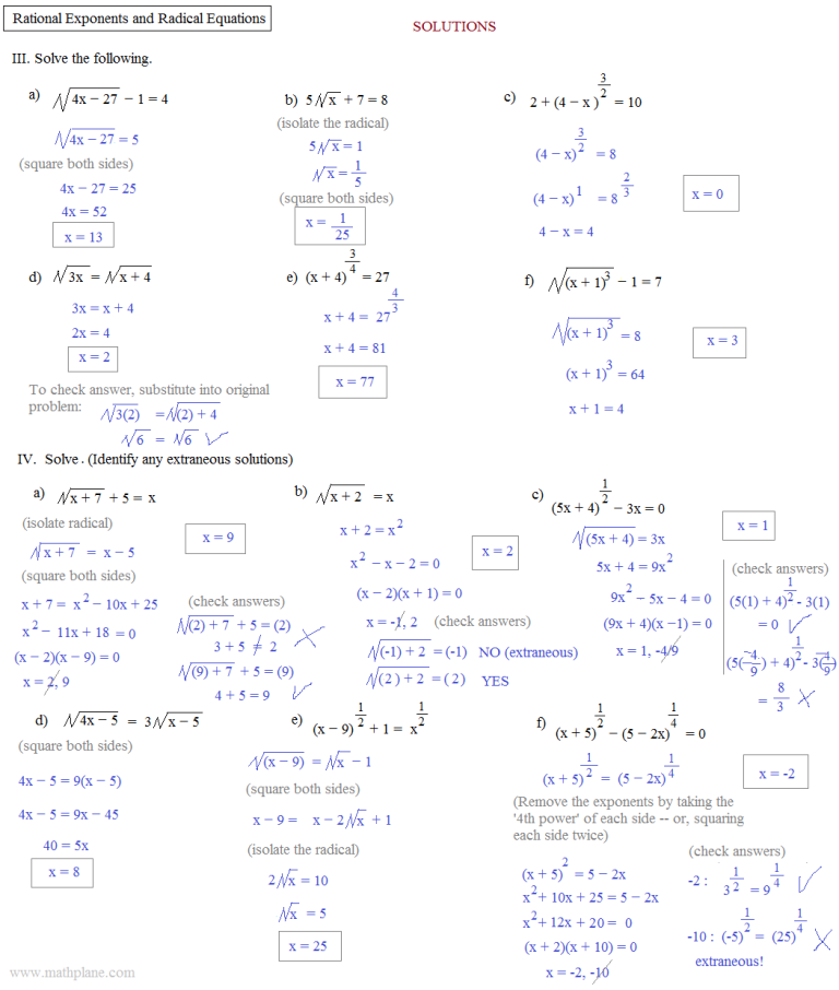 Rational Exponents Worksheet Algebra 2