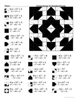 Standard Form To Vertex Form Worksheet Pdf