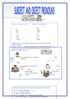 Object Pronouns Worksheet For Grade 2