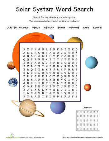 Solar System 1st Grade Science Worksheets