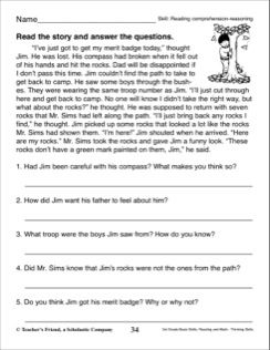 3rd Grade Easy Comprehension For Class 3