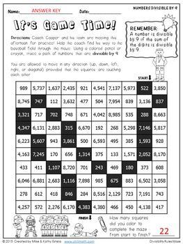 5th Grade Divisibility Rules Worksheets With Answer Key Pdf