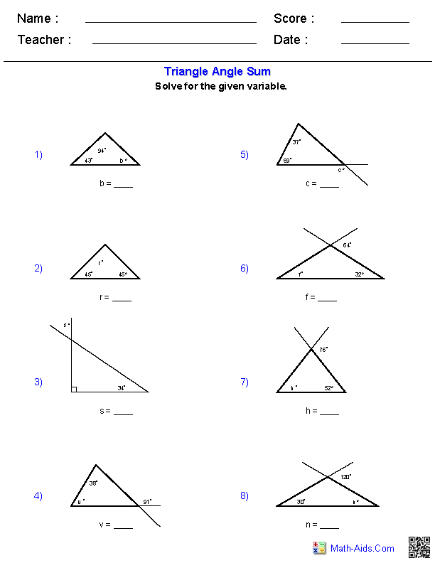 Interior And Exterior Angles Worksheet