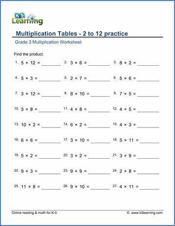 Mixed Times Tables Worksheets Year 4