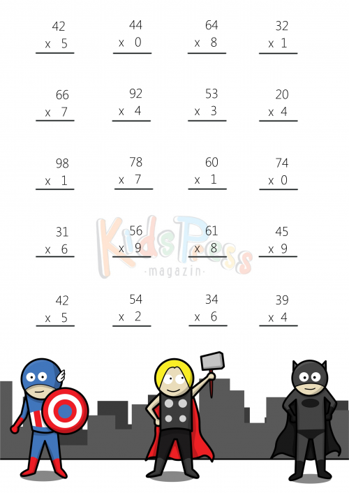 2 Digit By 1 Digit Multiplication Problems