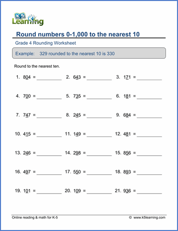 Number Sense Worksheets 4th Grade