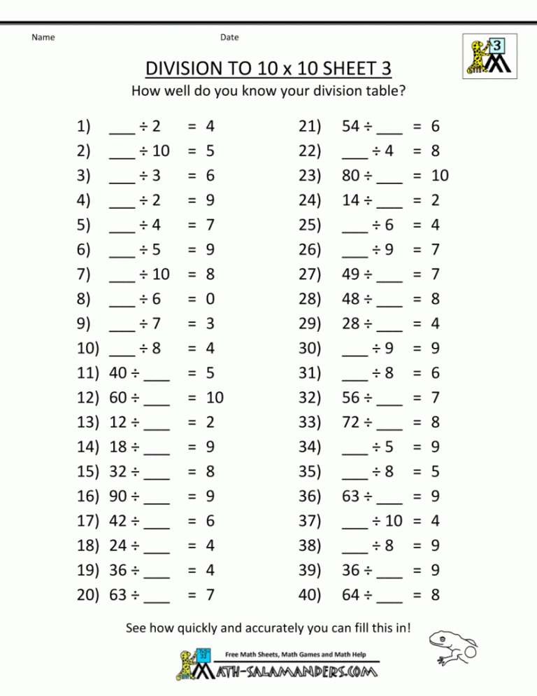 Printable Year 4 Maths Worksheets Uk