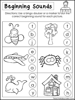 Preschool Kindergarten Preschool Beginning Sounds Worksheets