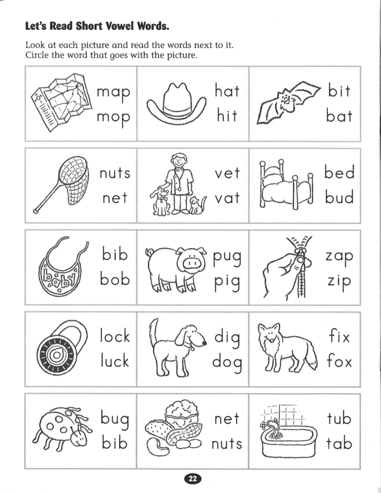 Kindergarten Phonics Worksheets Vowels