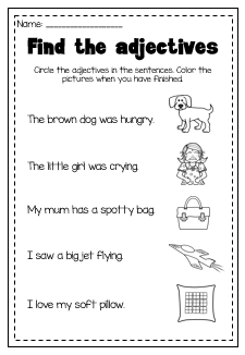 First Grade Adjectives Worksheets For Grade 1