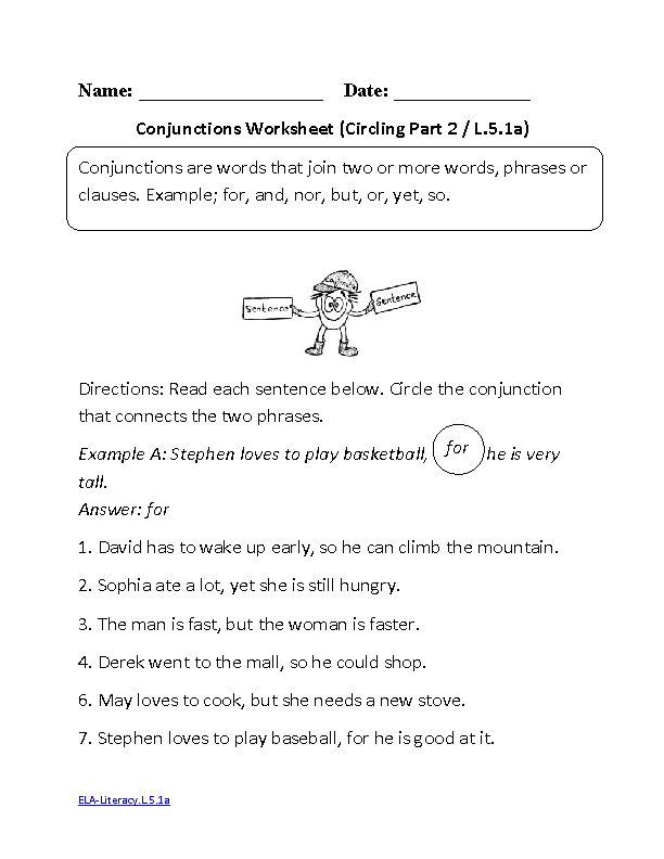 Conjunction Worksheets For Grade 2