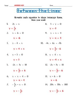 Standard Form To Slope Intercept Form Worksheet