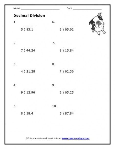 Long Division With Decimals Worksheets With Answers