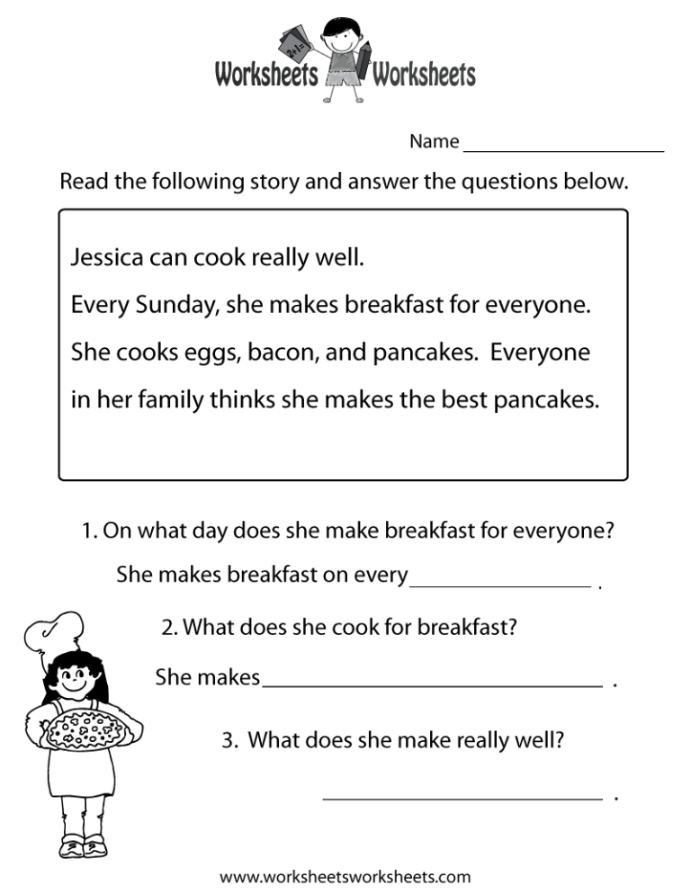 Free Printable Comprehension Worksheets For Grade 3