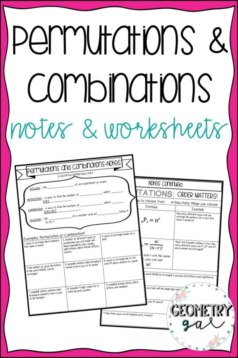 Permutations And Combinations Worksheet Answers