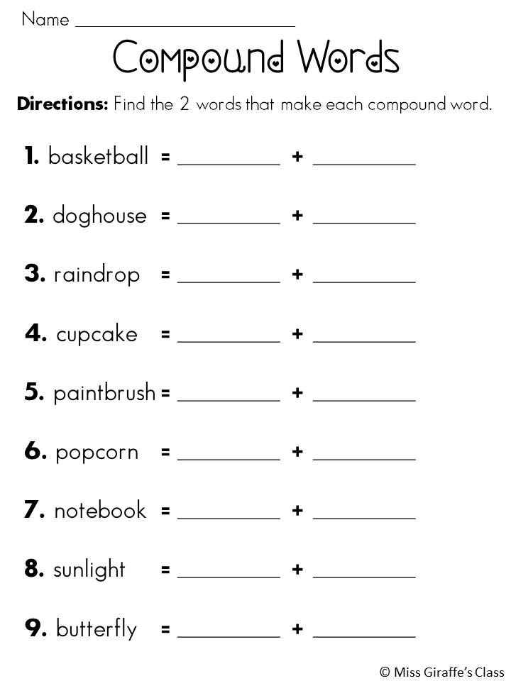 Compound Words Worksheet Grade 3 Pdf