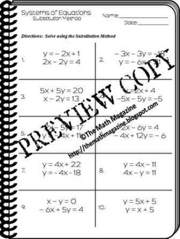 Substitution Method Worksheet Pdf