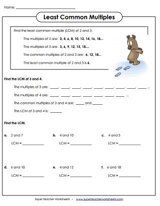 4th Grade Least Common Denominator Worksheet