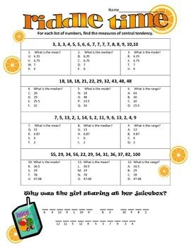 7th Grade Measures Of Central Tendency Worksheet