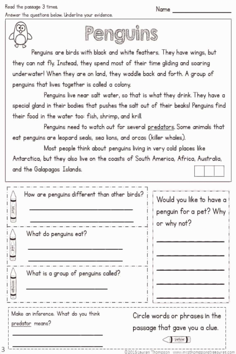 Printable 3rd Grade Reading Comprehension Worksheets Multiple Choice