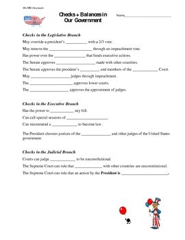 Checks And Balances Worksheet And Graphic Organizer