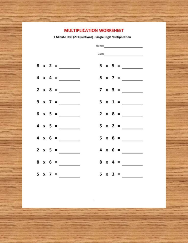 Multiplication Worksheets Pdf Grade 5