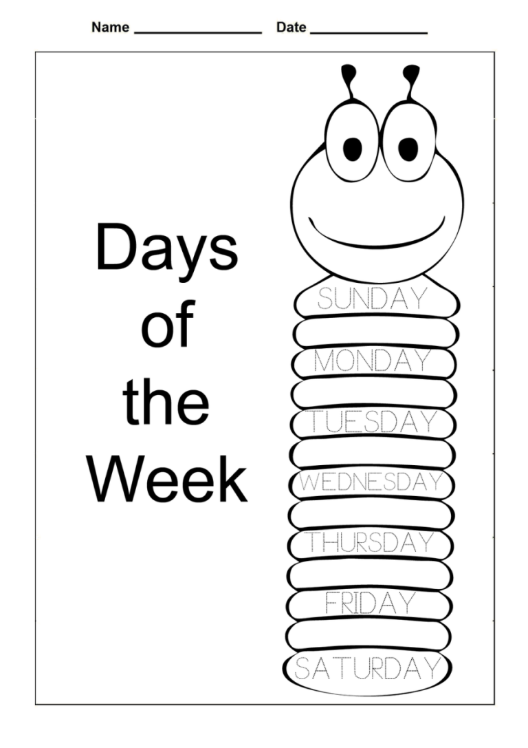 Days Of The Week Worksheets Pdf