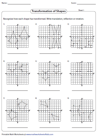 Transformations Worksheet Geometry