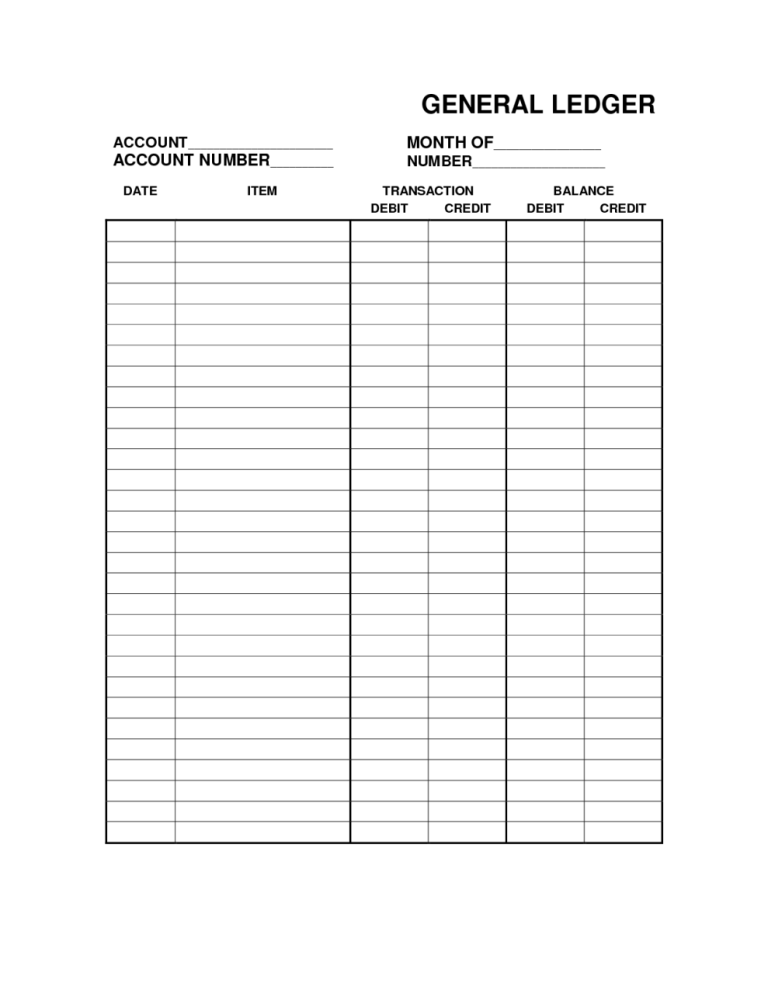 Accounting Worksheet General Journal Template