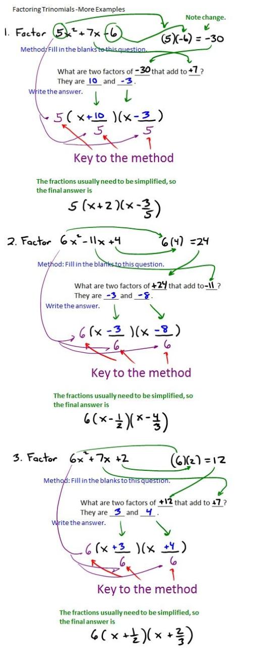 Factoring General Trinomials Worksheets With Answers