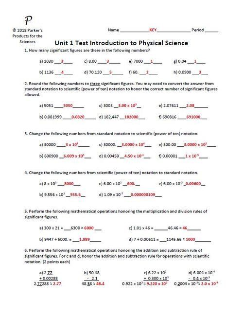 Scientific Notation/significant Figures Worksheet 1 Answers