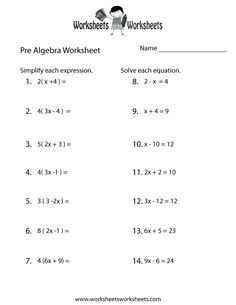 Pre Algebra Worksheets For 7th Graders