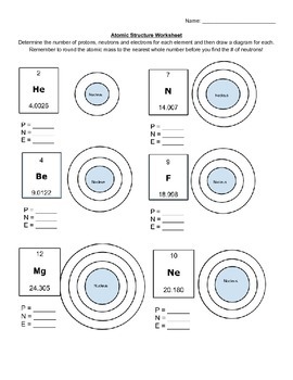 Atomic Structure Worksheet Pdf