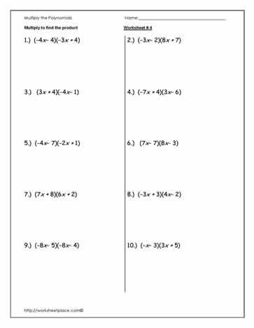 Multiplying Binomials And Trinomials Worksheet