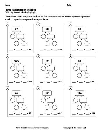 Prime Factorization Worksheet Grade 6 Pdf