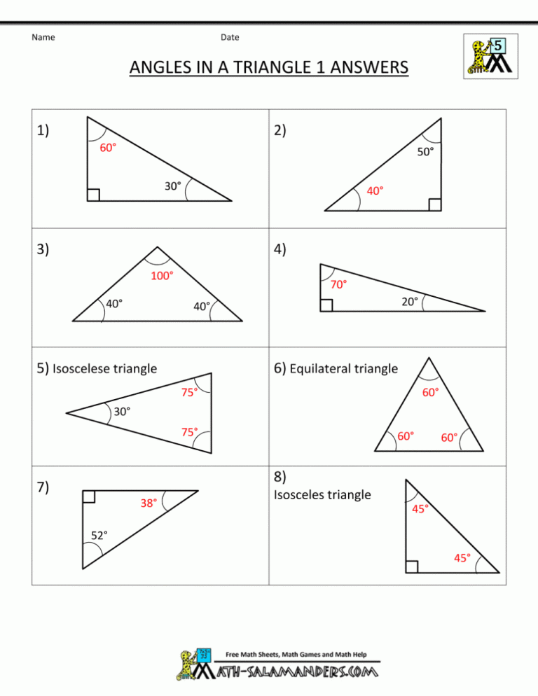 Geometry Worksheets Grade 6