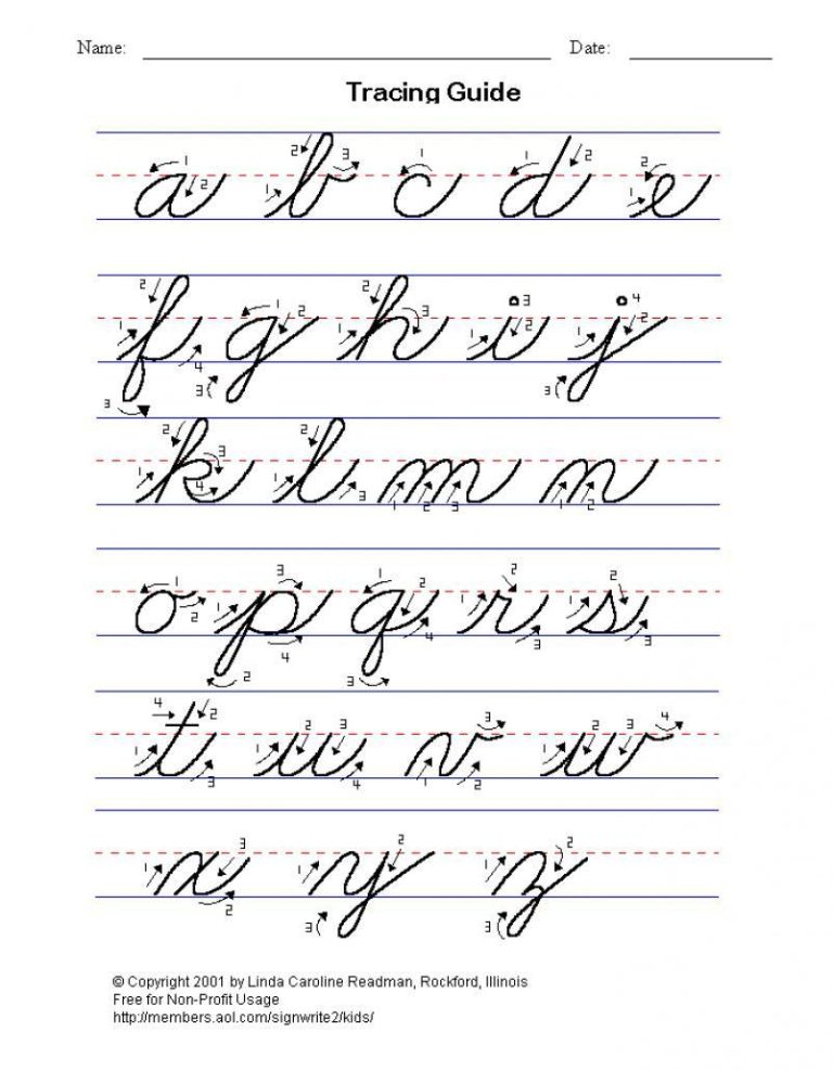 Cursive Handwriting Practice Sheets Alphabet