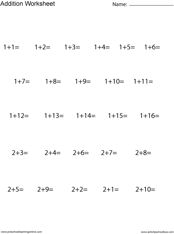 Math Addition Worksheets Grade 1