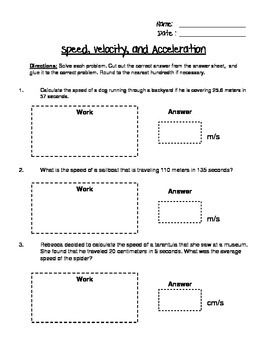 Acceleration Worksheet Answer Key