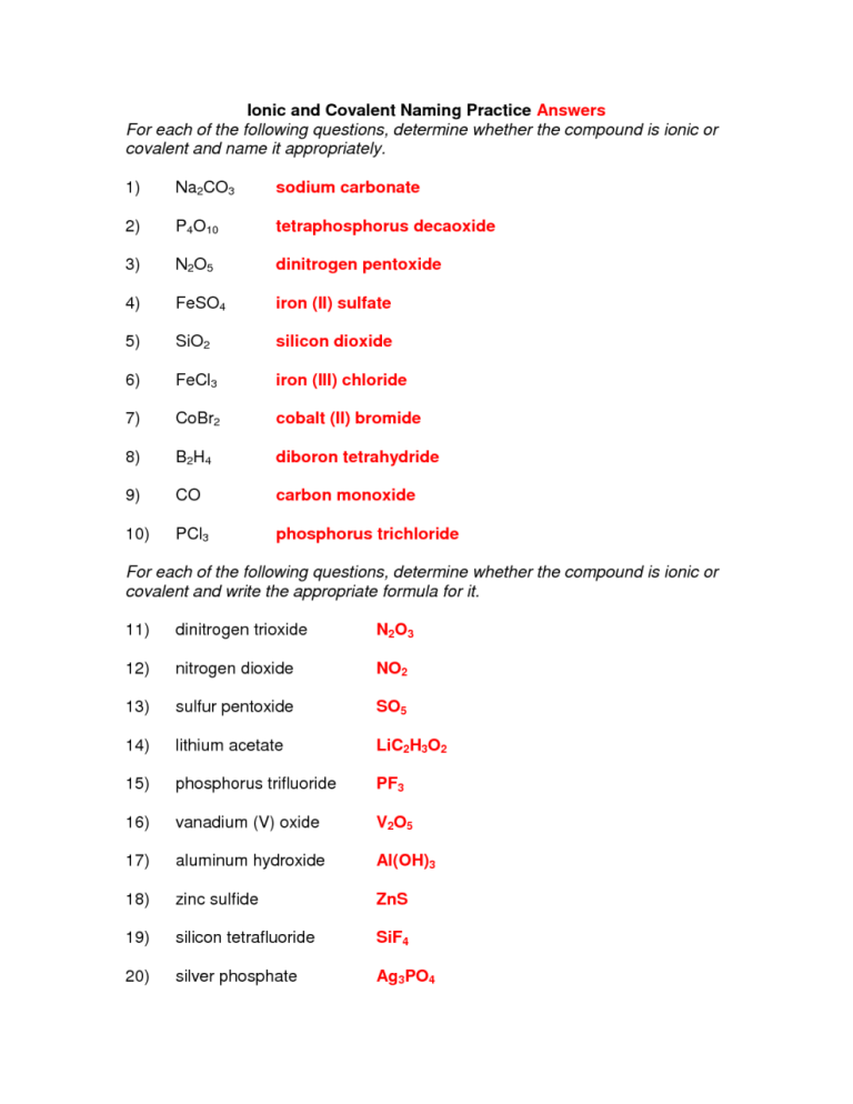 Naming Ionic Compounds Worksheet Pdf