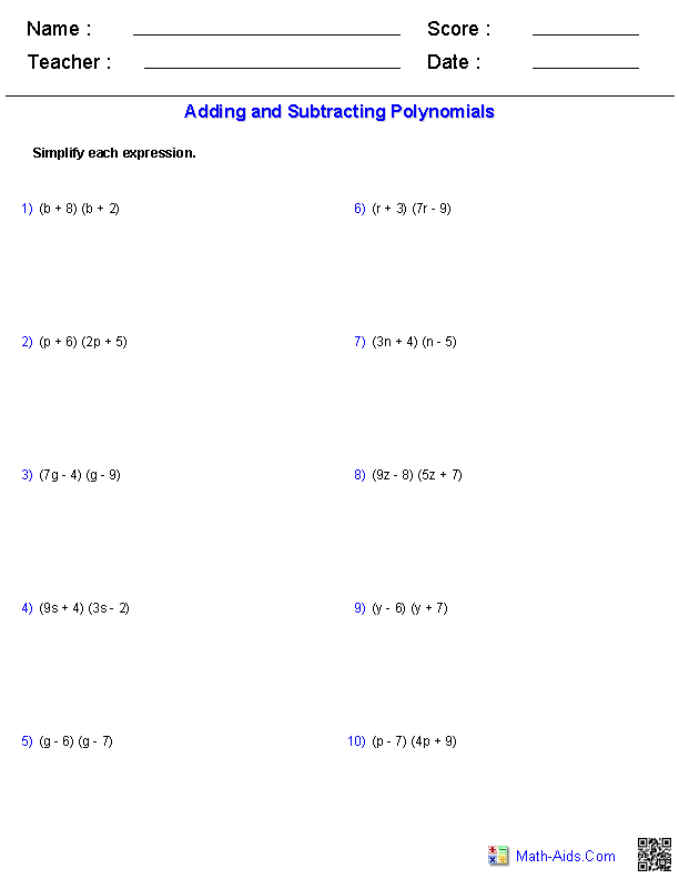 Algebra Multiplying Binomials Worksheet