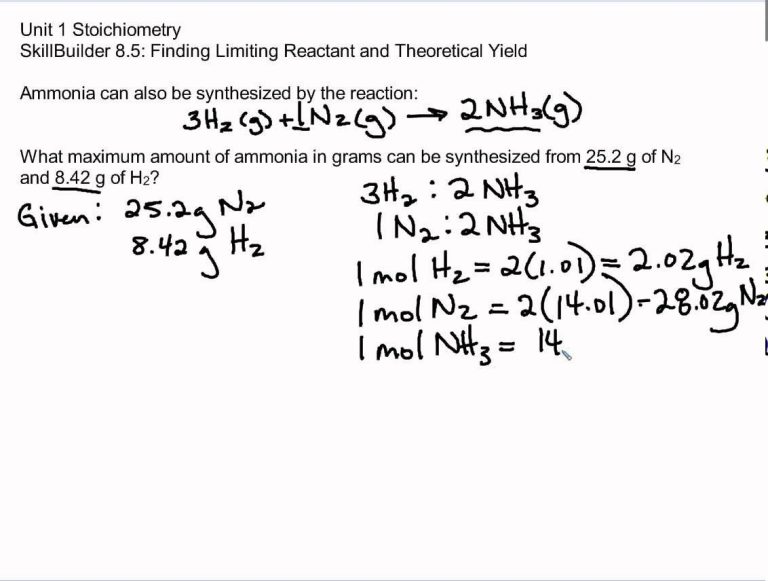 Limiting Reactant And Percent Yield Worksheet Answers