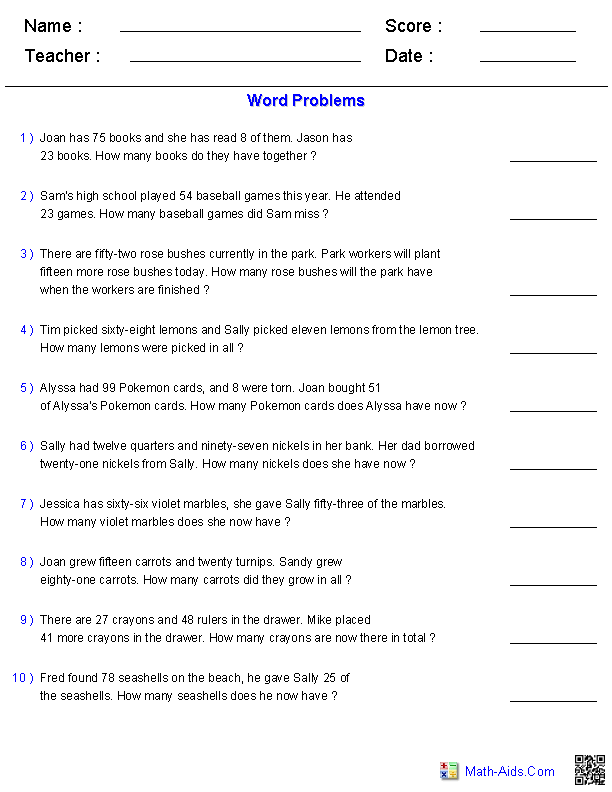 Three Digit Addition Word Problems