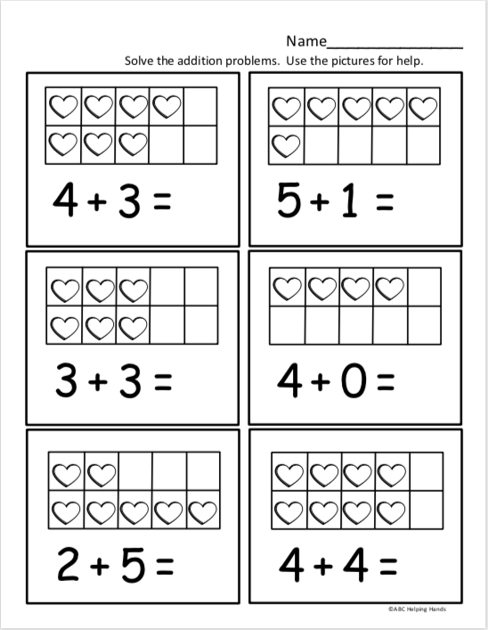 Addition Worksheets With Pictures For Kindergarten