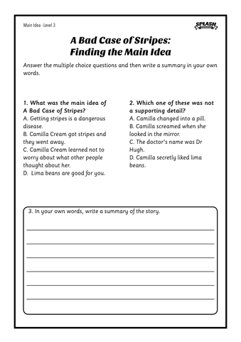 3rd Grade Main Idea Worksheets With Answer Key