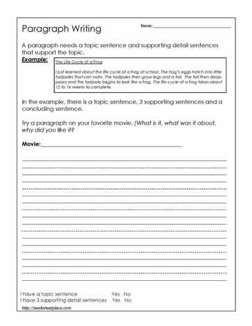 Topic Sentences Worksheets Pdf