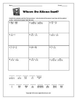 Adding And Subtracting Rational Expressions Worksheet Answers