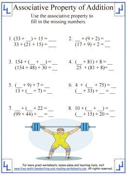 Properties Of Addition Worksheets Pdf