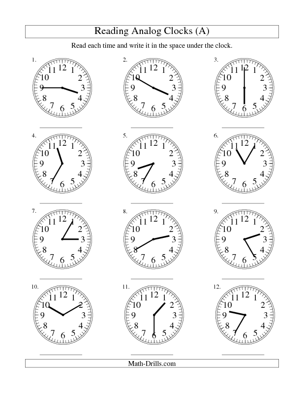 2nd Grade Analog Clock Worksheets